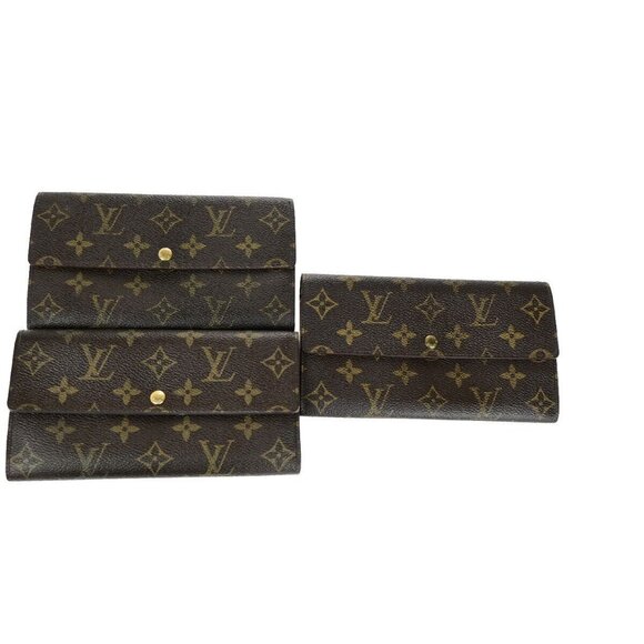 LOUIS VUITTON 3 Set Sarah Credit Bifold Wallet Purse Monogram Leather BN 66YG710 - Picture 1 of 15